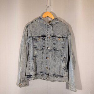 Forever 21 Hooded Denim Jacket – Light Wash – Size S – Casual Layering Jacket